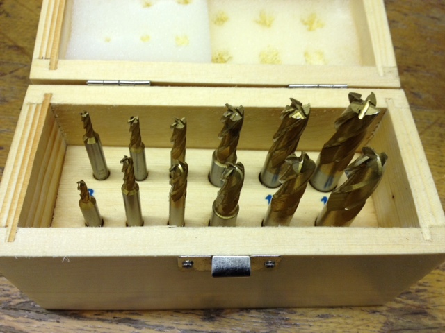 4 Flute Combined HSS End Mill Set, TiN Coated (12 pcs)