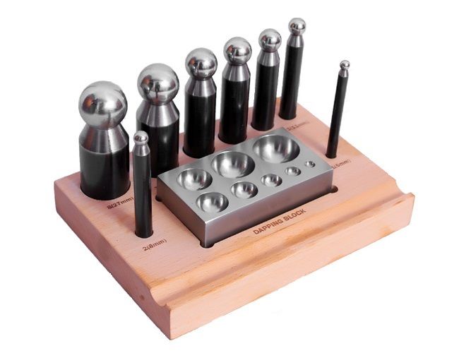 Amadeal Dapping Punch & Block Set - 8 Pieces 5mm to 27mm