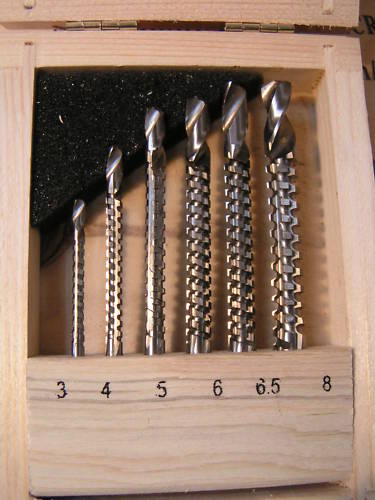 Set of 6 Ground HSS Milling Drills 3-8mm Spiral Flute